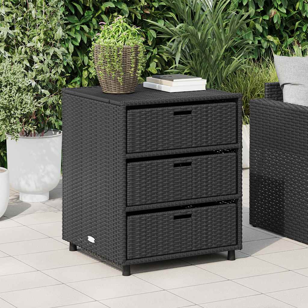 vidaXL Szafka ogrodowa, czarna, 55x59x69 cm, polirattan