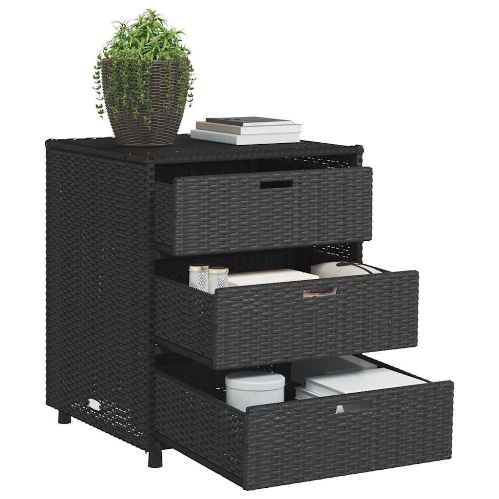 vidaXL Szafka ogrodowa, czarna, 55x59x69 cm, polirattan