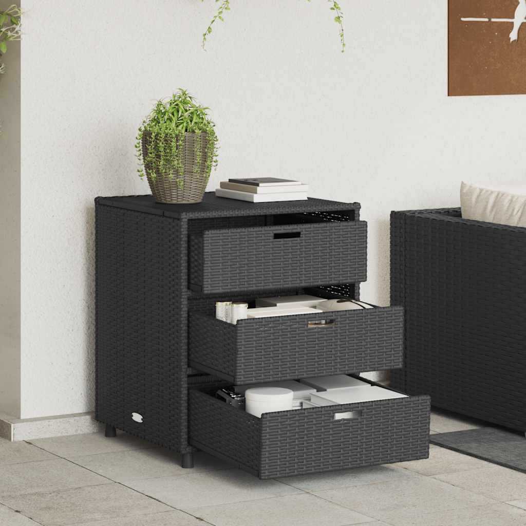 vidaXL Szafka ogrodowa, czarna, 55x59x69 cm, polirattan