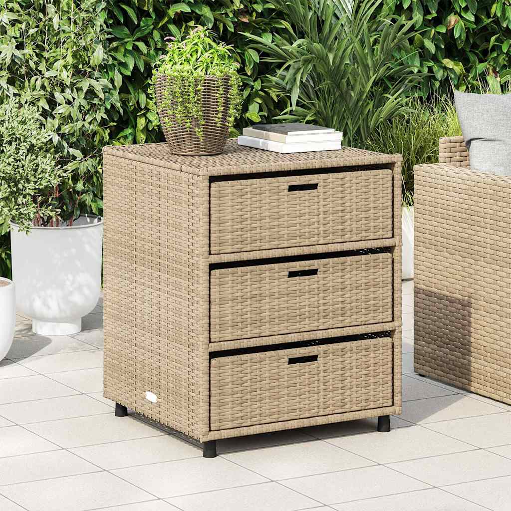 vidaXL Szafka ogrodowa, beżowa, 55x59x69 cm, polirattan