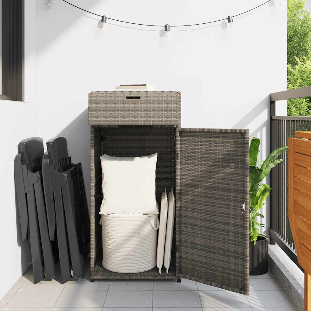 vidaXL Szafka ogrodowa, szara, 55x55x111 cm,polirattan