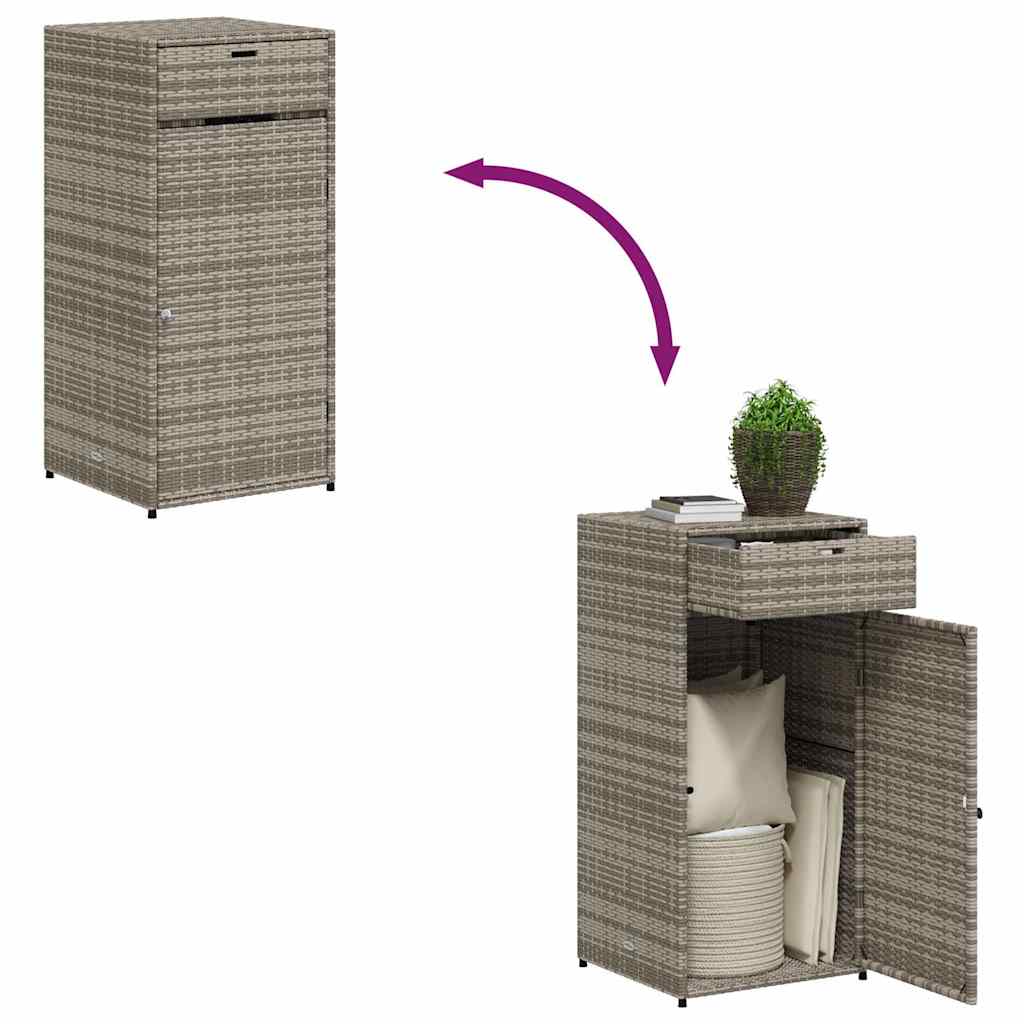 vidaXL Szafka ogrodowa, szara, 55x55x111 cm,polirattan