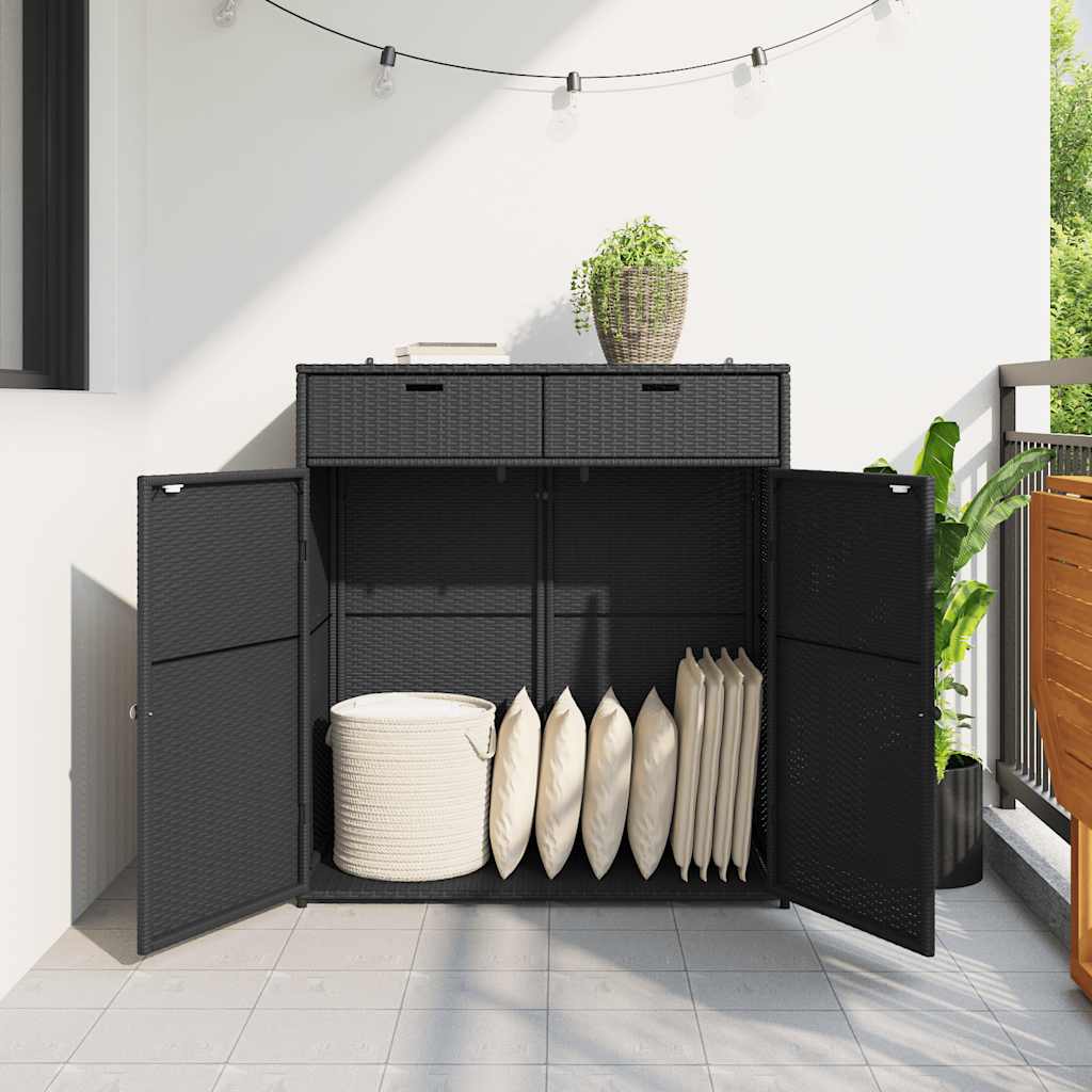 vidaXL Szafka ogrodowa, czarna, 105x55x113 cm, polirattan