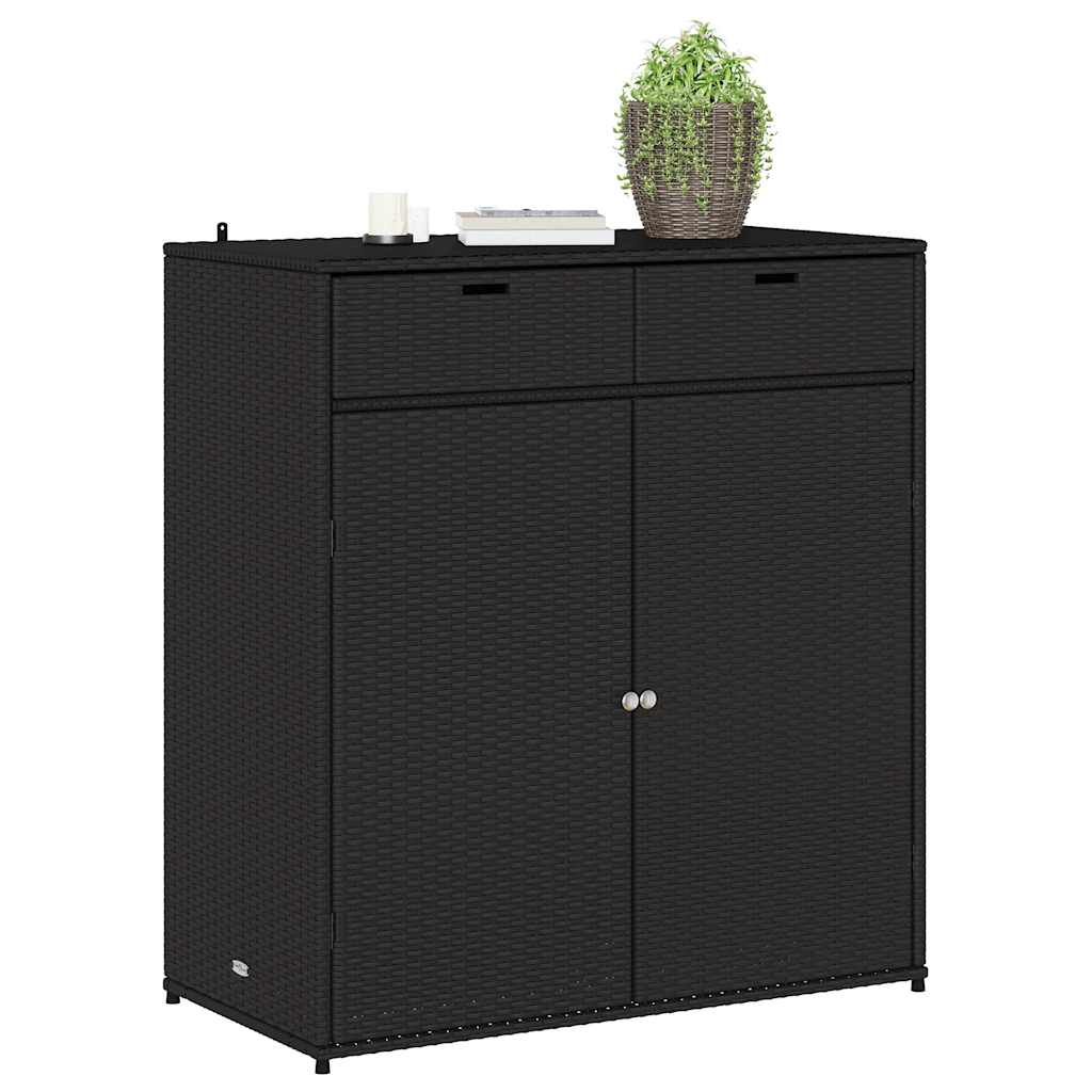 vidaXL Szafka ogrodowa, czarna, 105x55x113 cm, polirattan
