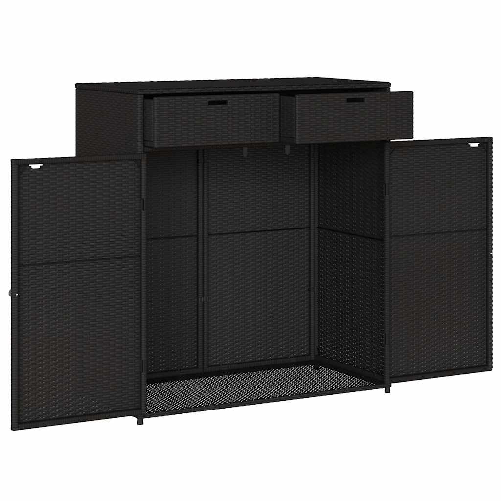 vidaXL Szafka ogrodowa, czarna, 105x55x113 cm, polirattan
