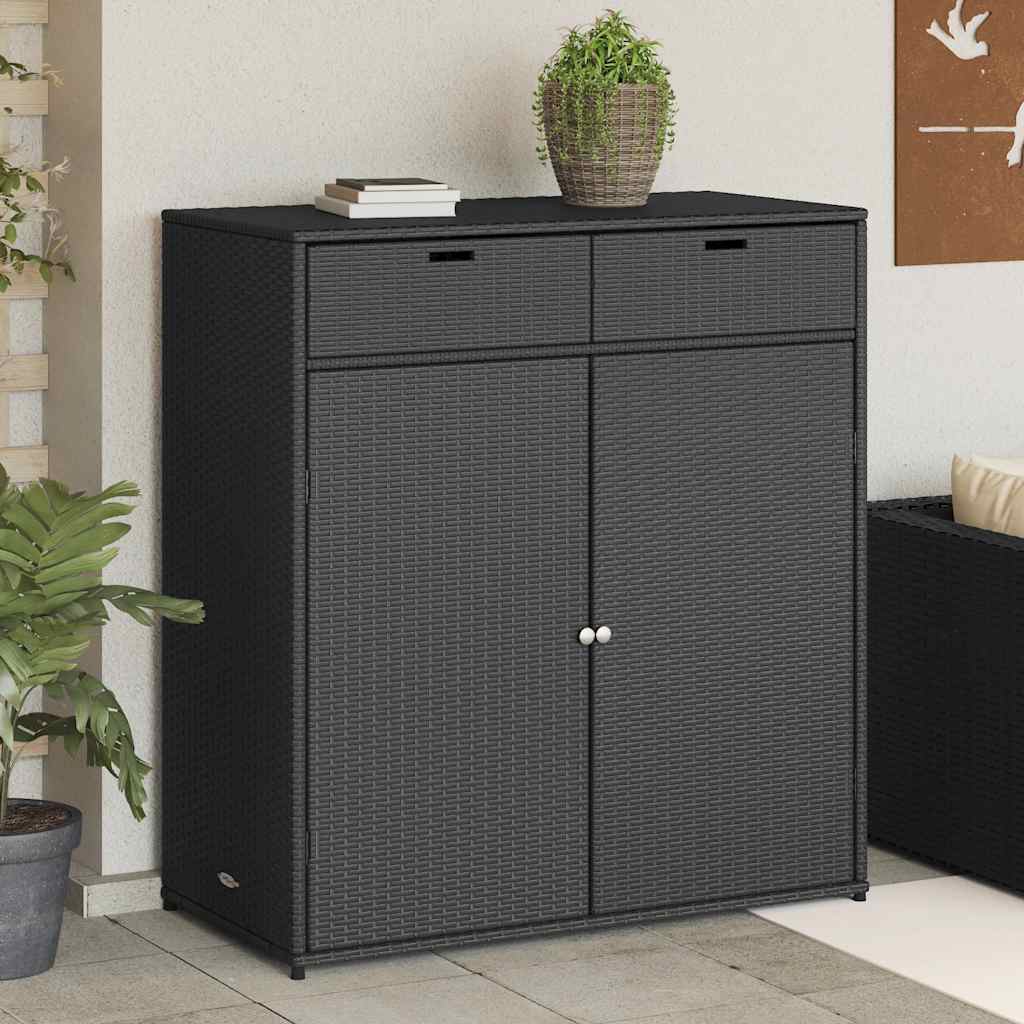 vidaXL Szafka ogrodowa, czarna, 105x55x113 cm, polirattan