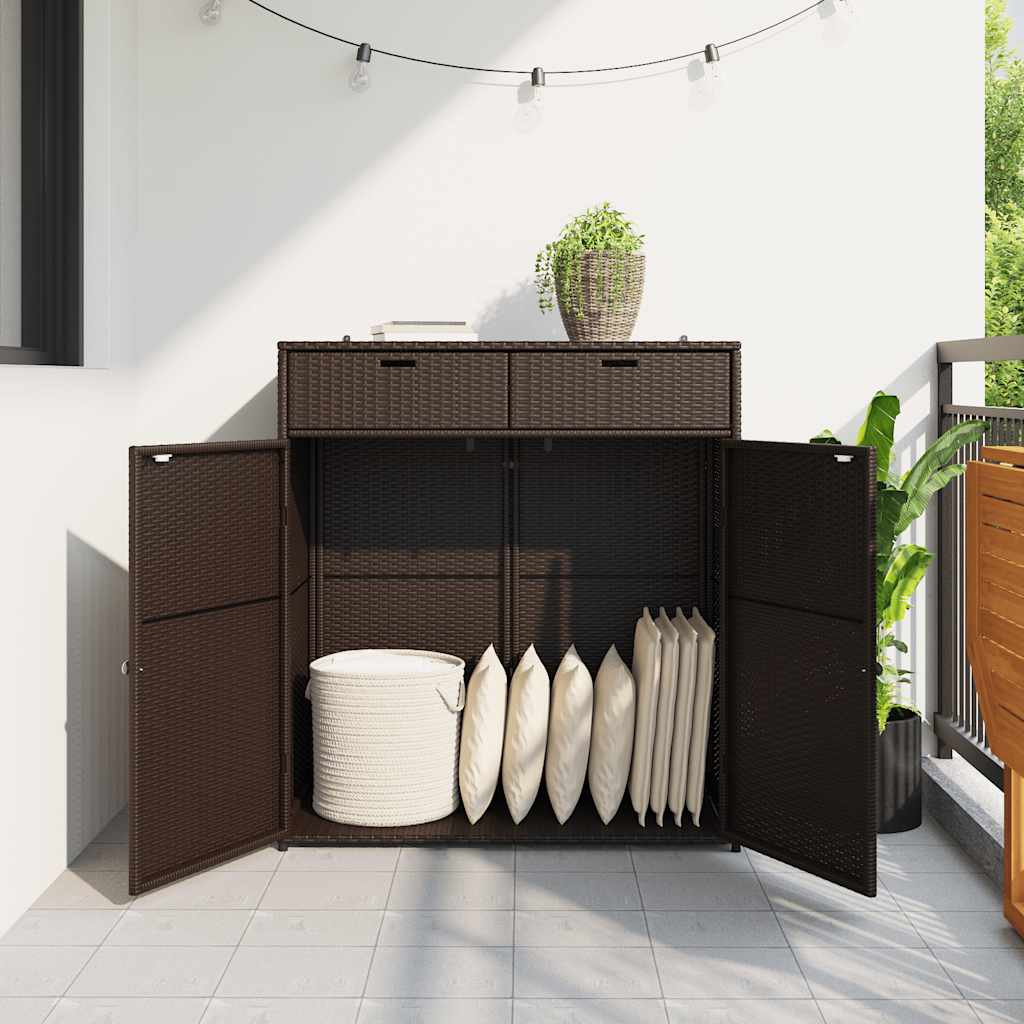 vidaXL Szafka ogrodowa, brązowa, 105x55x113 cm, polirattan