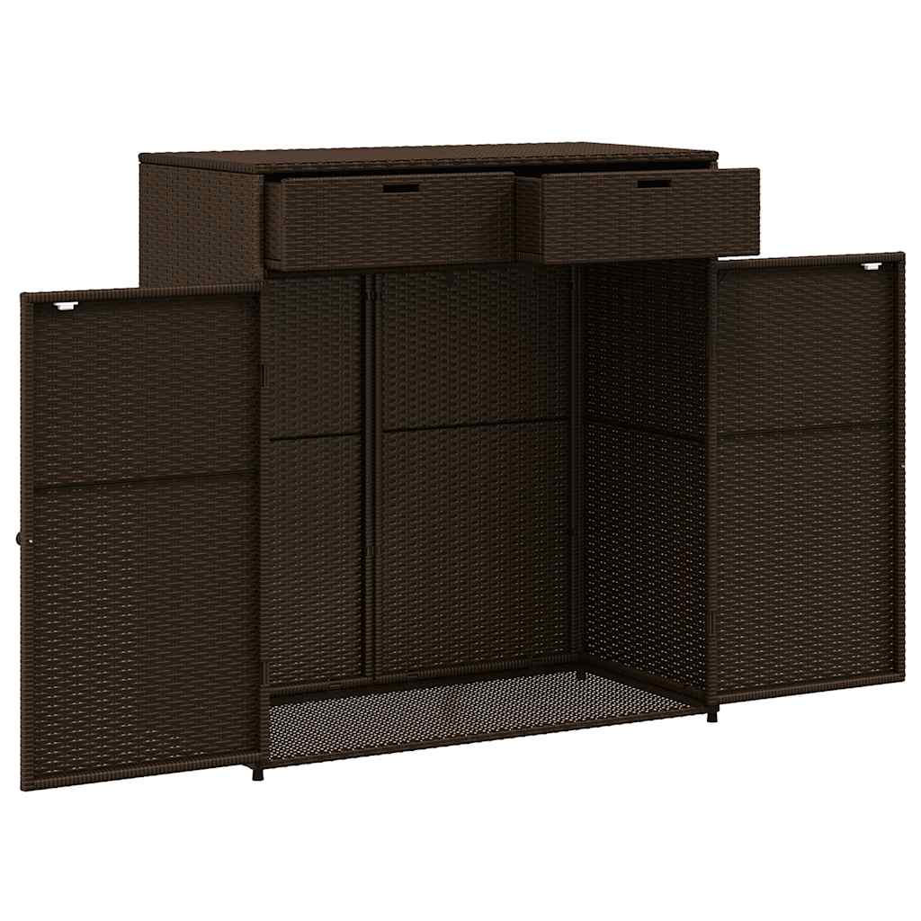 vidaXL Szafka ogrodowa, brązowa, 105x55x113 cm, polirattan
