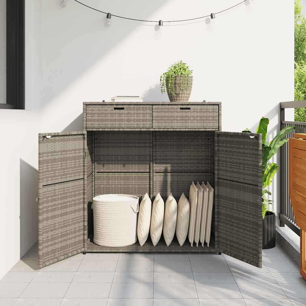 vidaXL Szafka ogrodowa, szara, 105x55x113 cm, polirattan