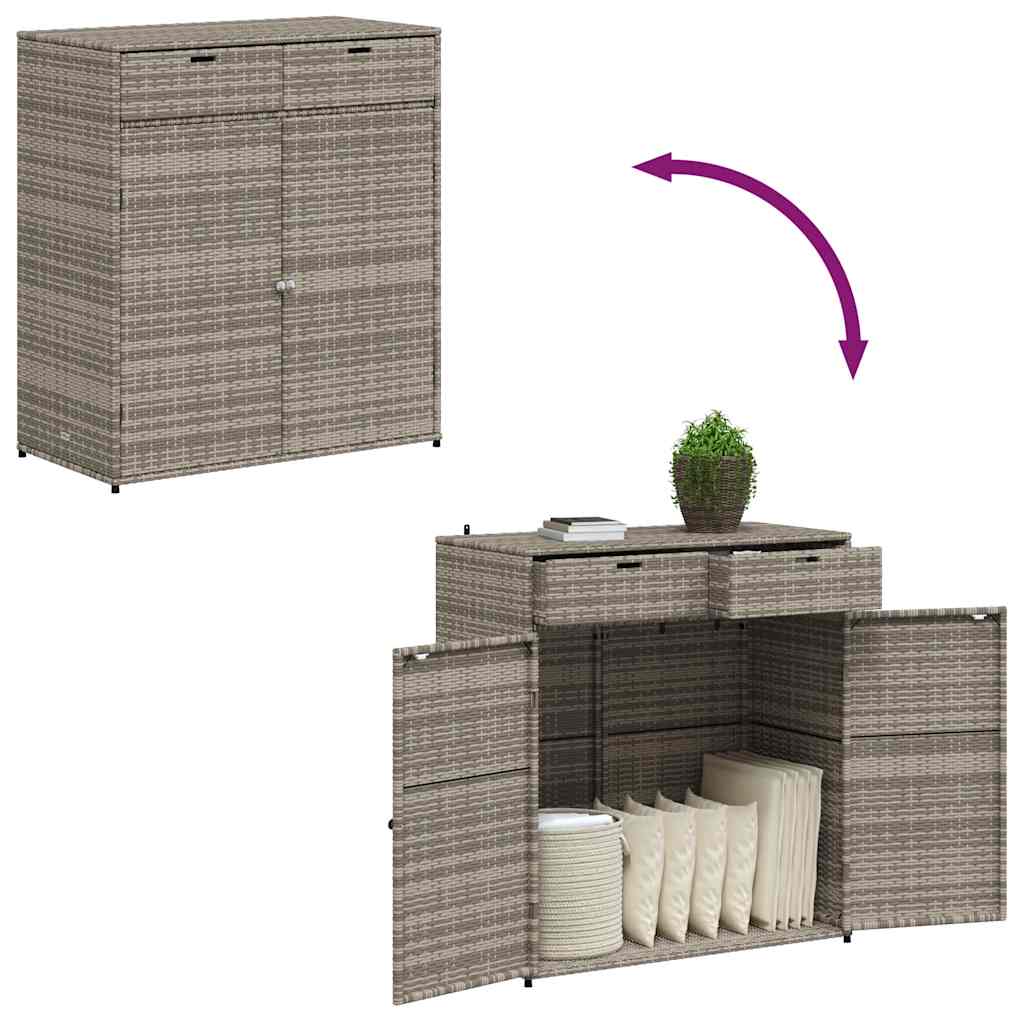 vidaXL Szafka ogrodowa, szara, 105x55x113 cm, polirattan
