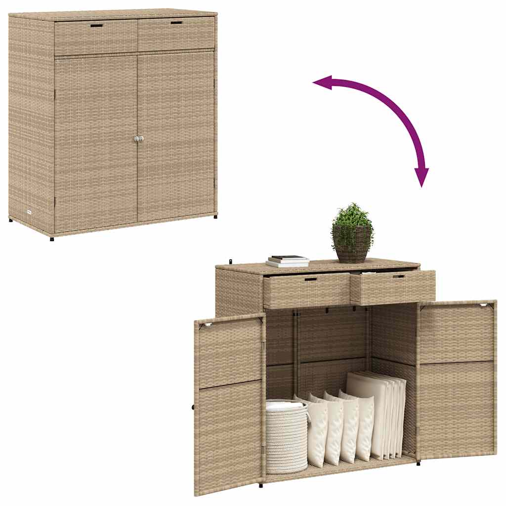 vidaXL Szafka ogrodowa, beżowa, 105x55x113 cm, polirattan