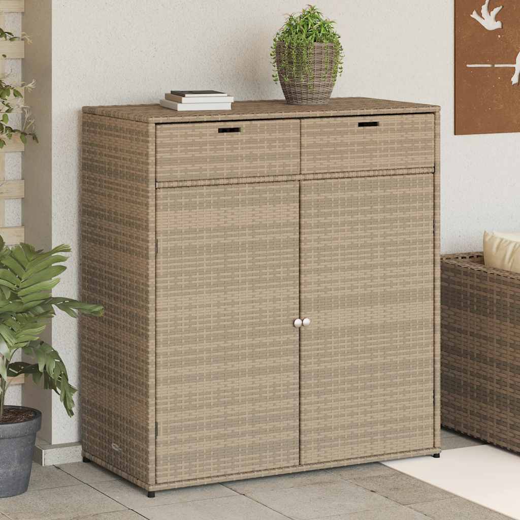 vidaXL Szafka ogrodowa, beżowa, 105x55x113 cm, polirattan