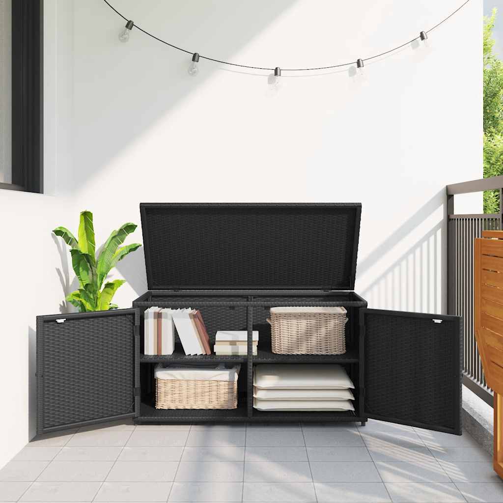 vidaXL Szafka ogrodowa, czarna, 110x55x60,5 cm, polirattan