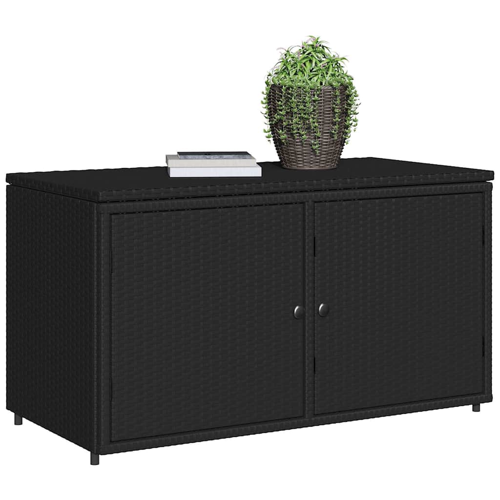 vidaXL Szafka ogrodowa, czarna, 110x55x60,5 cm, polirattan