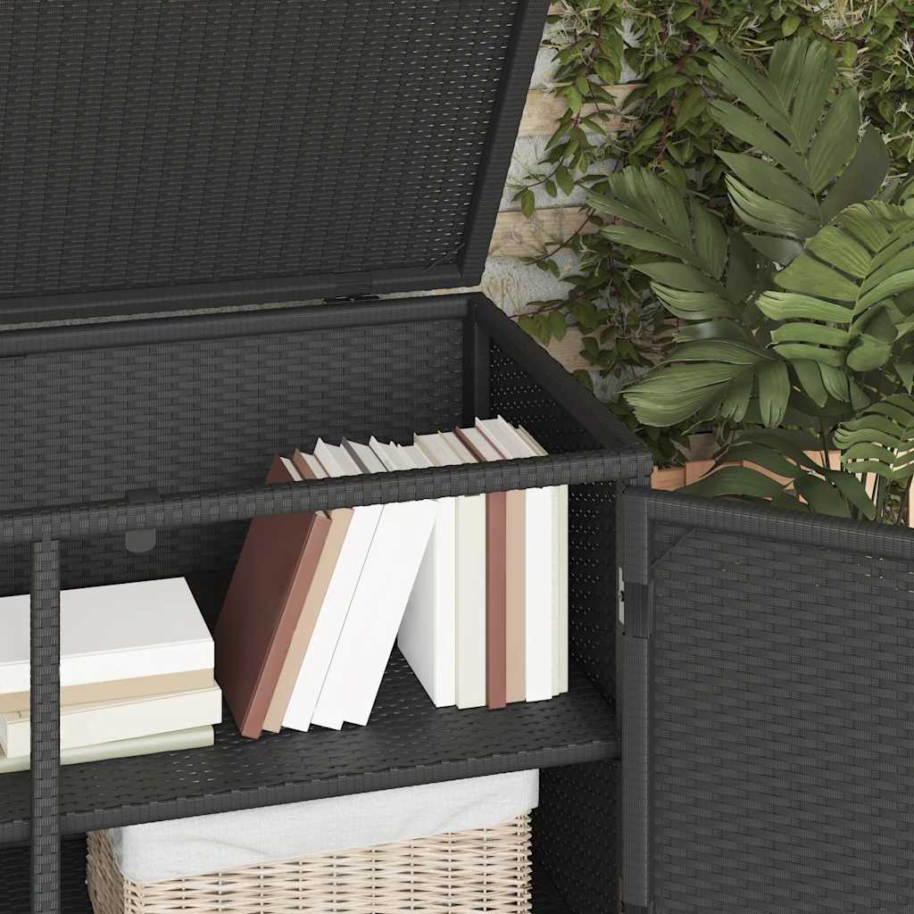vidaXL Szafka ogrodowa, czarna, 110x55x60,5 cm, polirattan