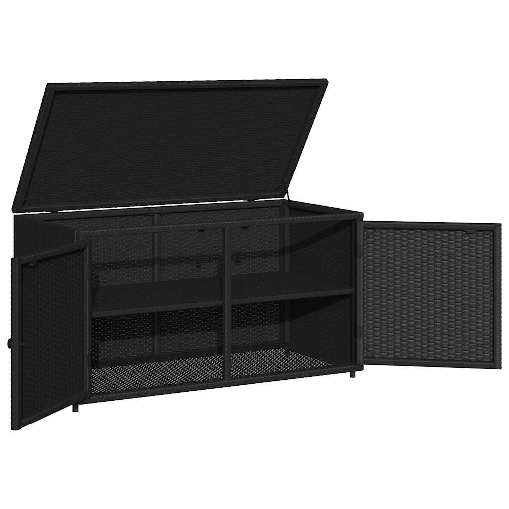 vidaXL Szafka ogrodowa, czarna, 110x55x60,5 cm, polirattan