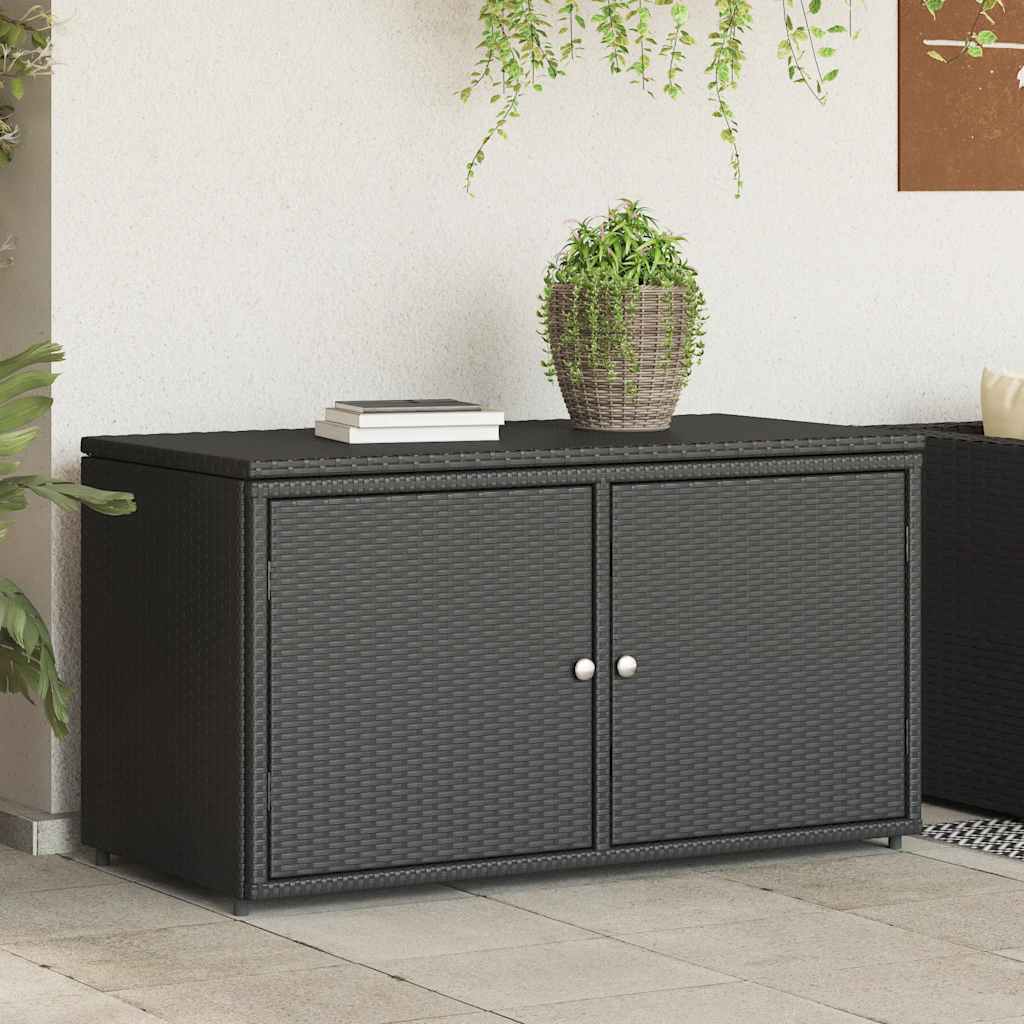 vidaXL Szafka ogrodowa, czarna, 110x55x60,5 cm, polirattan