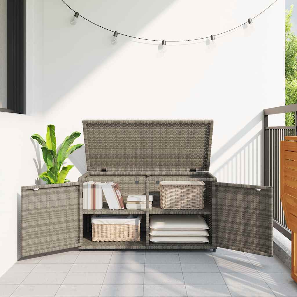 vidaXL Szafka ogrodowa, szara, 110x55x60,5 cm, polirattan