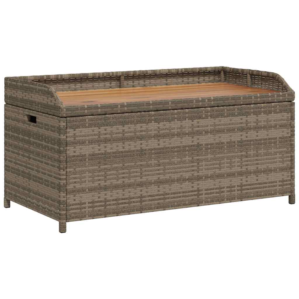 vidaXL Ławka ze schowkiem, szara, 100x50x52 cm, polirattan i akacja