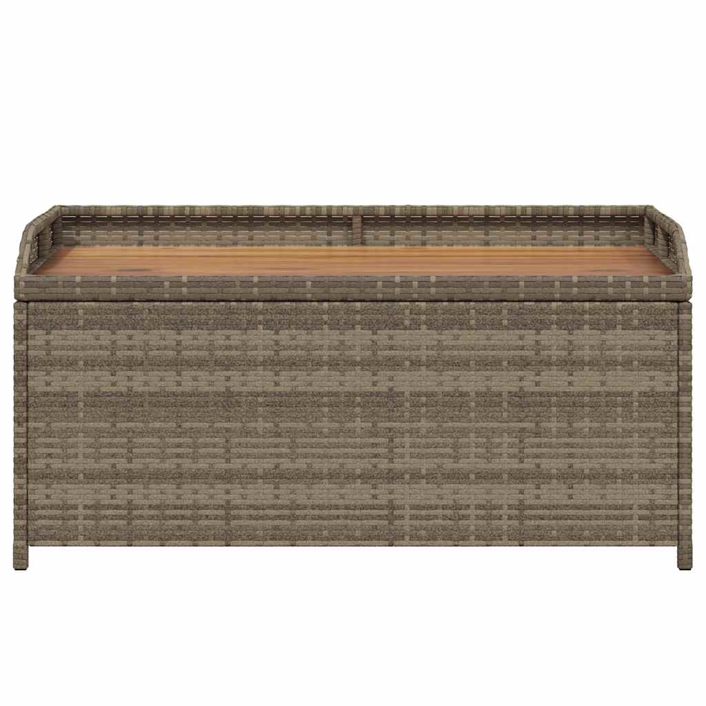 vidaXL Ławka ze schowkiem, szara, 100x50x52 cm, polirattan i akacja