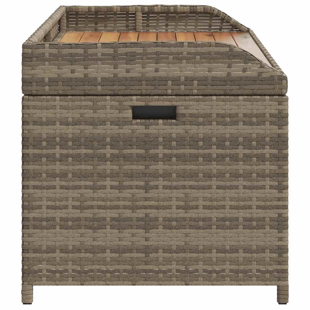 vidaXL Ławka ze schowkiem, szara, 100x50x52 cm, polirattan i akacja