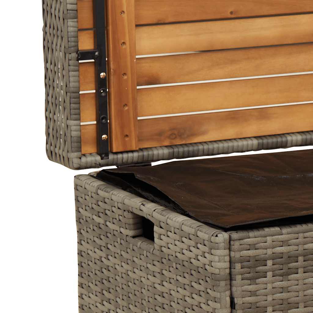 vidaXL Ławka ze schowkiem, szara, 100x50x52 cm, polirattan i akacja