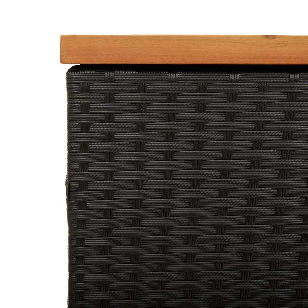 vidaXL Skrzynia ogrodowa, czarna, 110x50x54 cm, polirattan i akacja