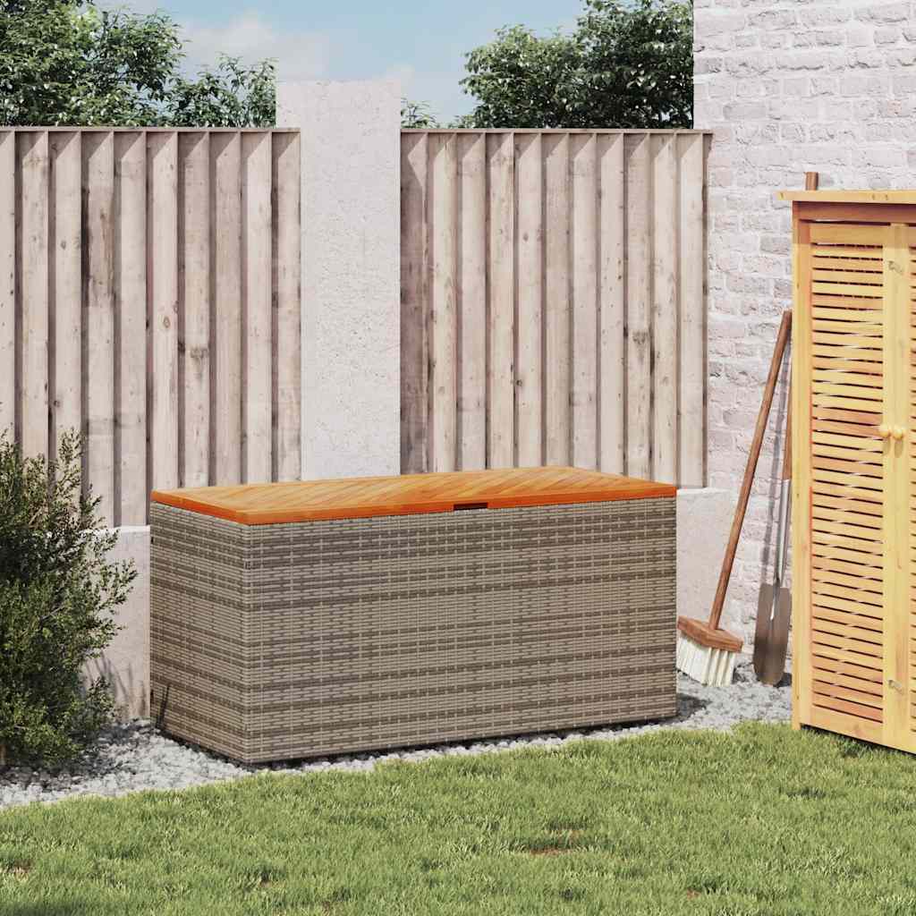 vidaXL Skrzynia ogrodowa, szara, 110x50x54 cm, polirattan i akacja