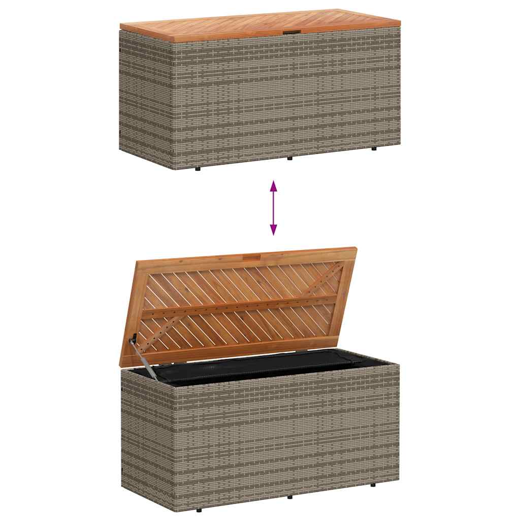 vidaXL Skrzynia ogrodowa, szara, 110x50x54 cm, polirattan i akacja