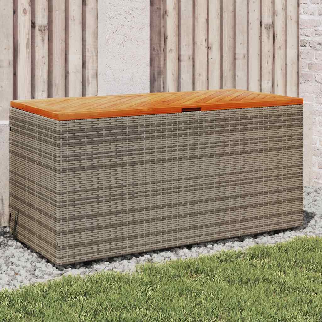 vidaXL Skrzynia ogrodowa, szara, 110x50x54 cm, polirattan i akacja