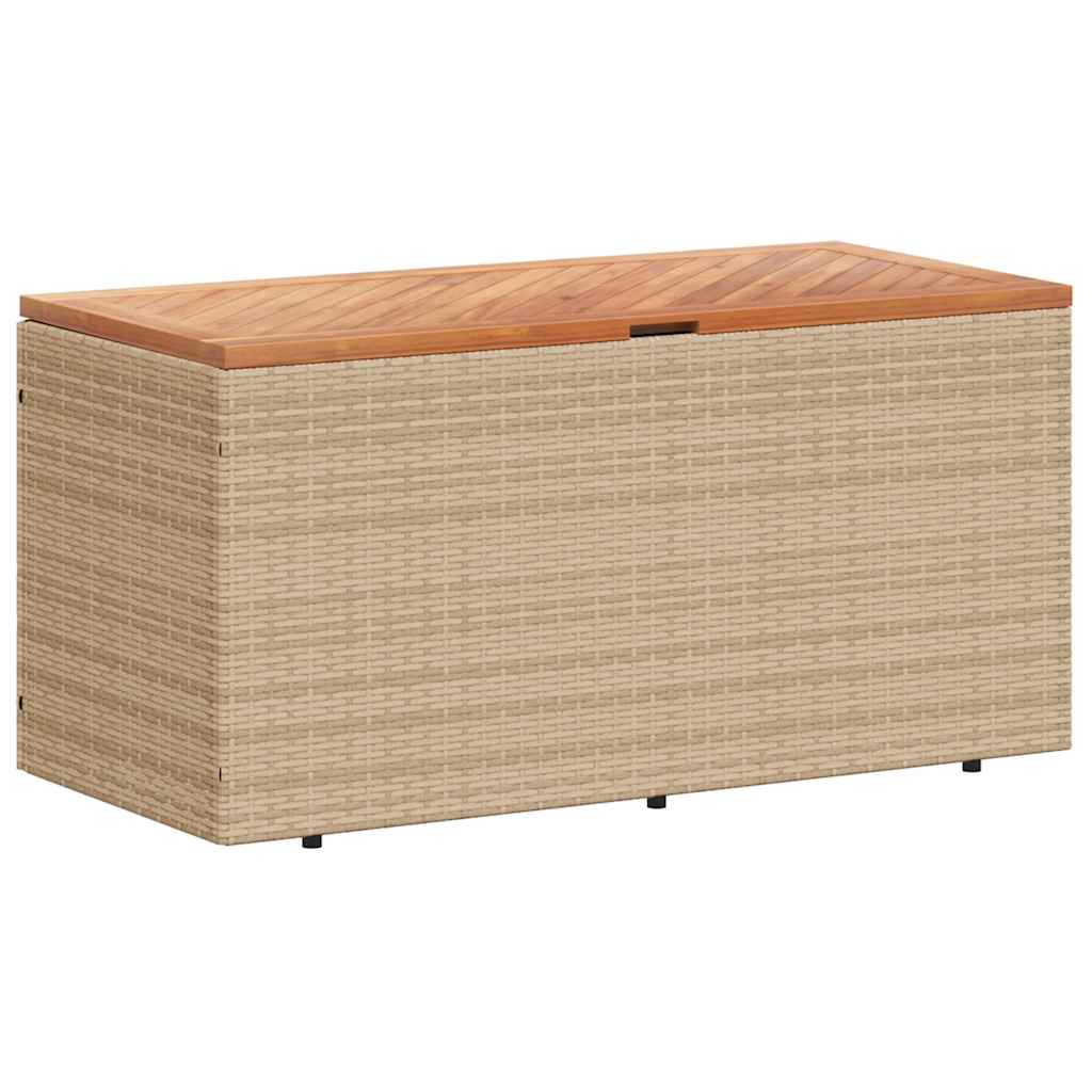 vidaXL Skrzynia ogrodowa, beżowa, 110x50x54 cm, polirattan i akacja