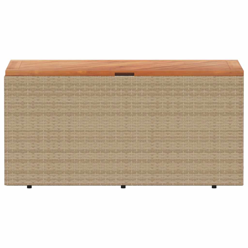 vidaXL Skrzynia ogrodowa, beżowa, 110x50x54 cm, polirattan i akacja