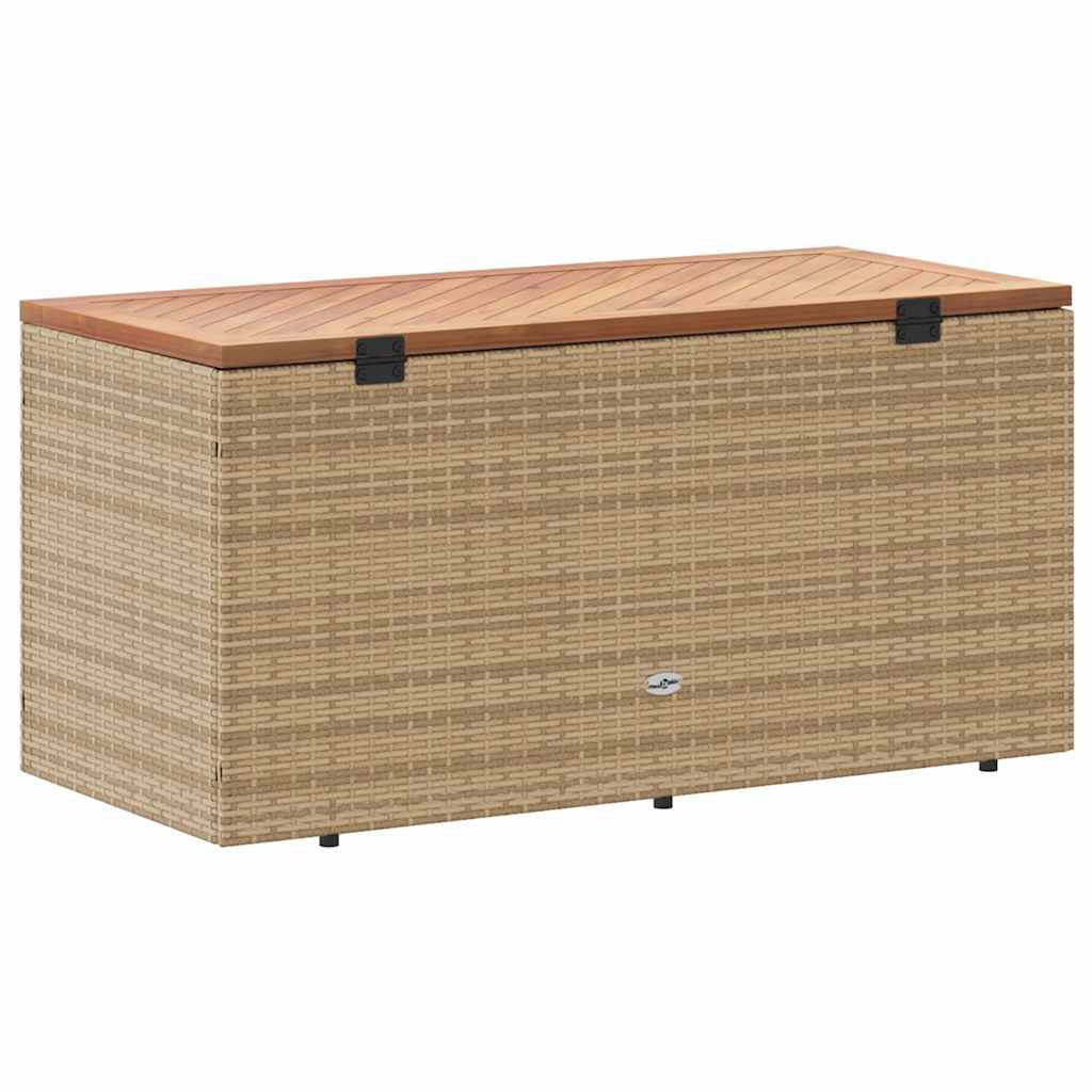 vidaXL Skrzynia ogrodowa, beżowa, 110x50x54 cm, polirattan i akacja