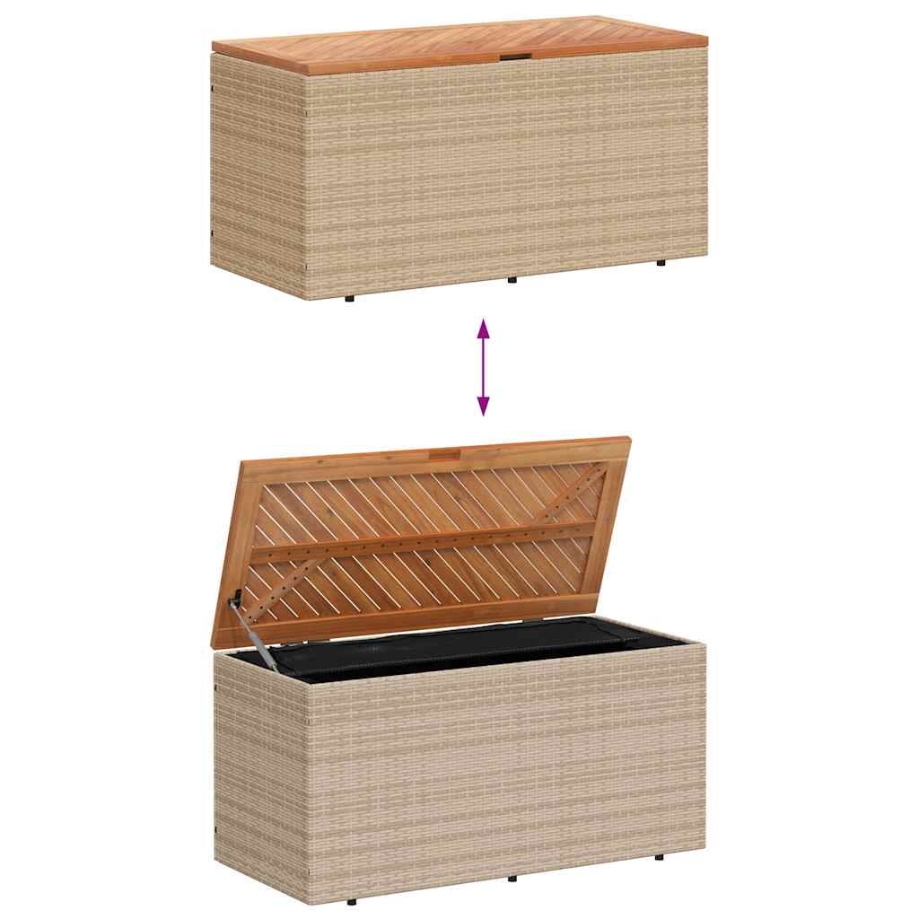 vidaXL Skrzynia ogrodowa, beżowa, 110x50x54 cm, polirattan i akacja