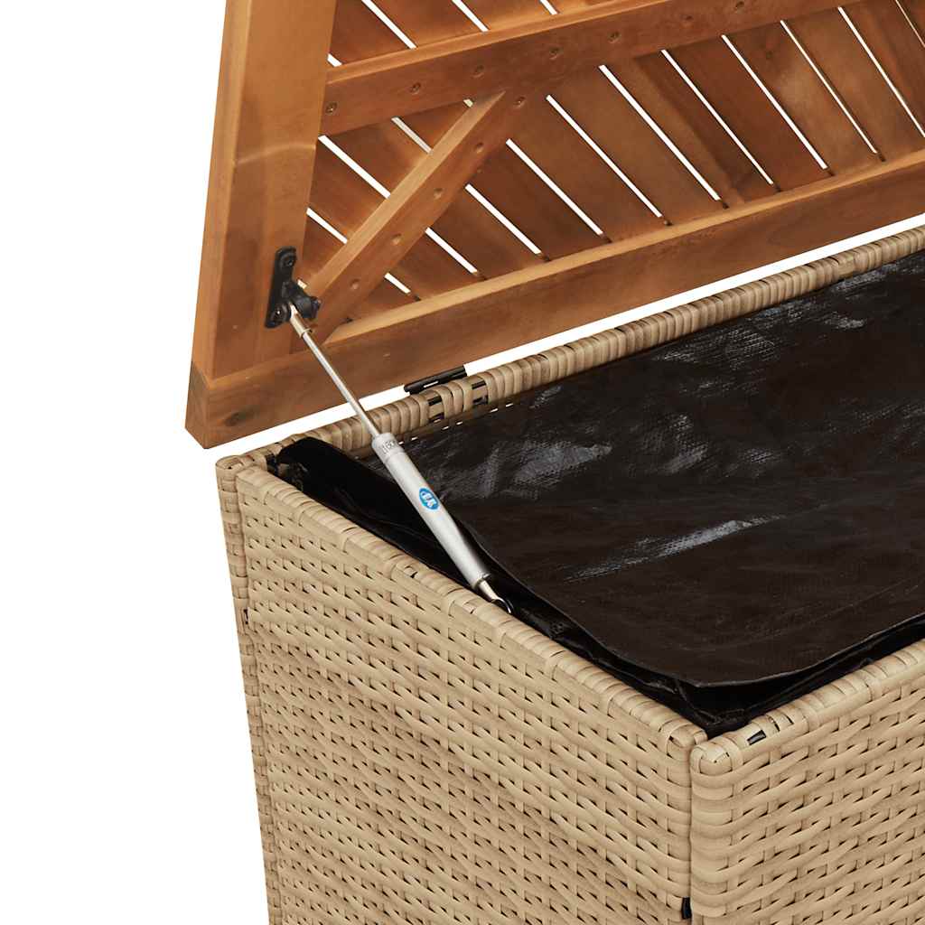vidaXL Skrzynia ogrodowa, beżowa, 110x50x54 cm, polirattan i akacja