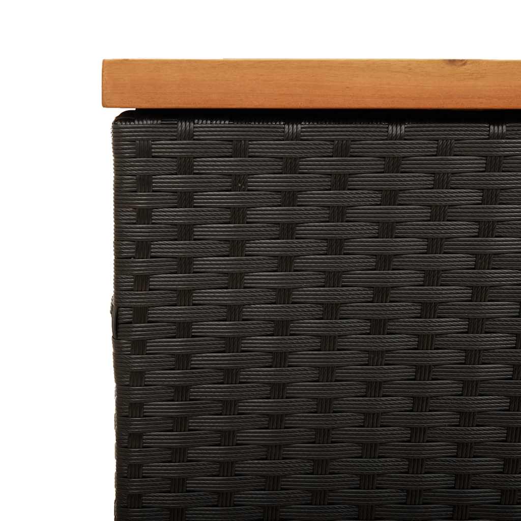 vidaXL Skrzynia ogrodowa, czarna, 220x50x54 cm, polirattan i akacja