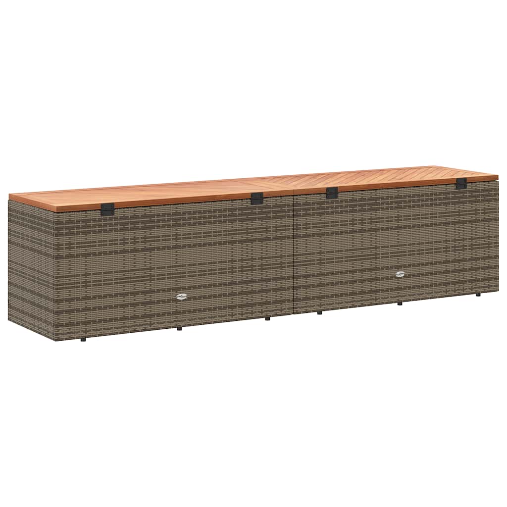 vidaXL Skrzynia ogrodowa, szara, 220x50x54 cm, polirattan i akacja