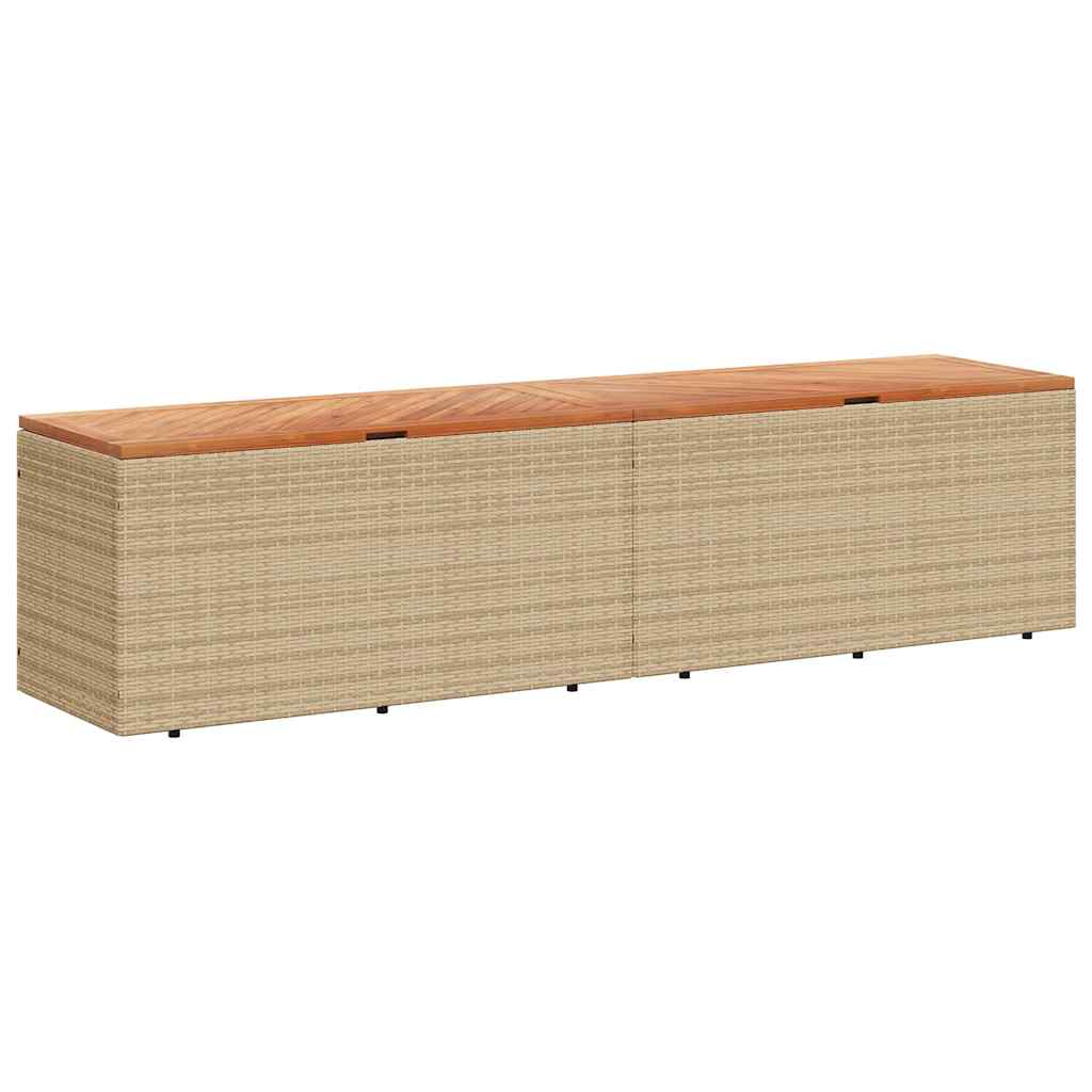 vidaXL Skrzynia ogrodowa, beżowa, 220x50x54 cm, polirattan i akacja