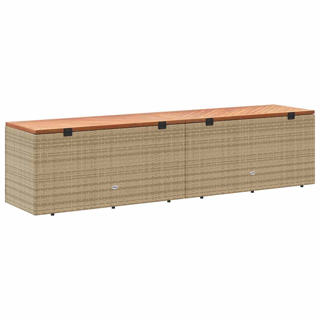 vidaXL Skrzynia ogrodowa, beżowa, 220x50x54 cm, polirattan i akacja