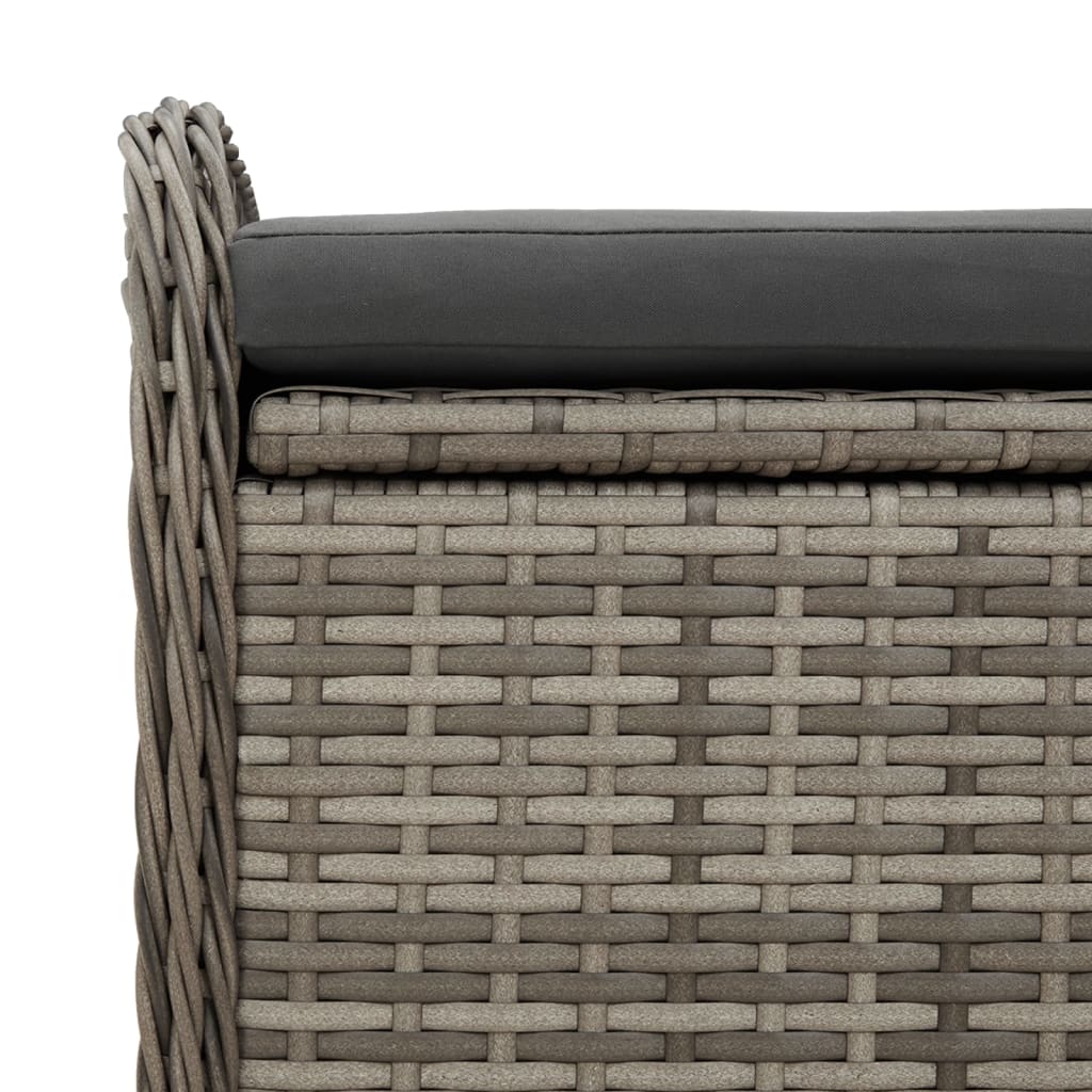 vidaXL Ławka ze schowkiem i poduszką, szara, 80x51x52 cm, polirattan