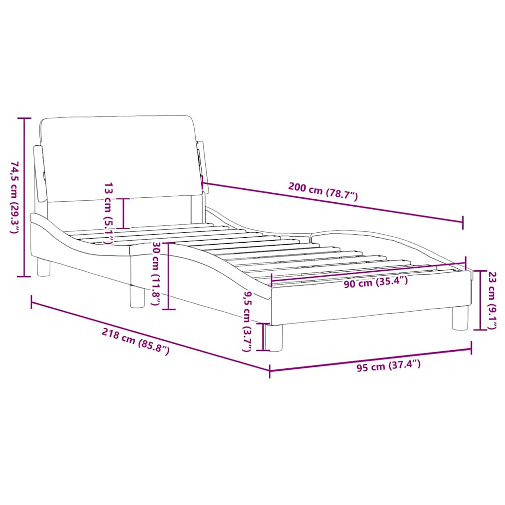 vidaXL Rama łóżka z zagłówkiem, Dover, czarna 90x200cm aksamitna