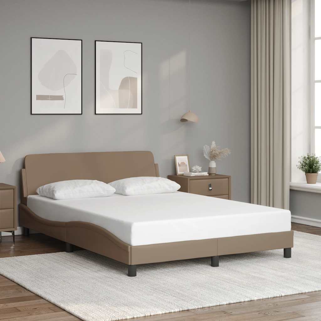 vidaXL Rama łóżka, Dover, cappuccino, 120x200 cm, sztuczna skóra