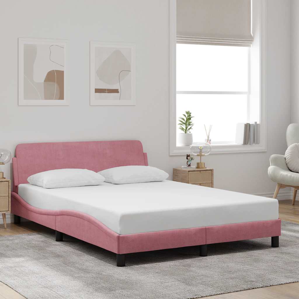 vidaXL Rama łóżka z zagłówkiem Dover różowa 140x190cm aksamitna