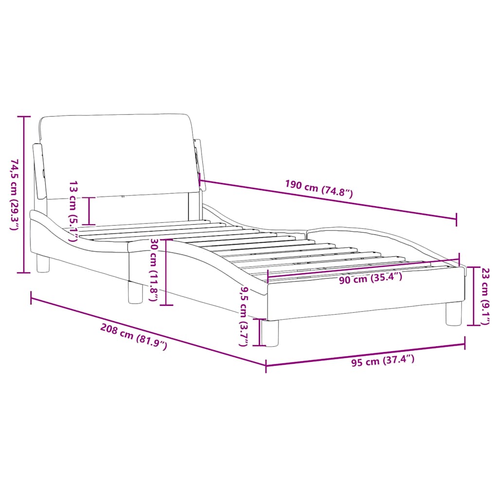 vidaXL Rama łóżka Dover Czarna 90x190 cm Skóra ekologiczna