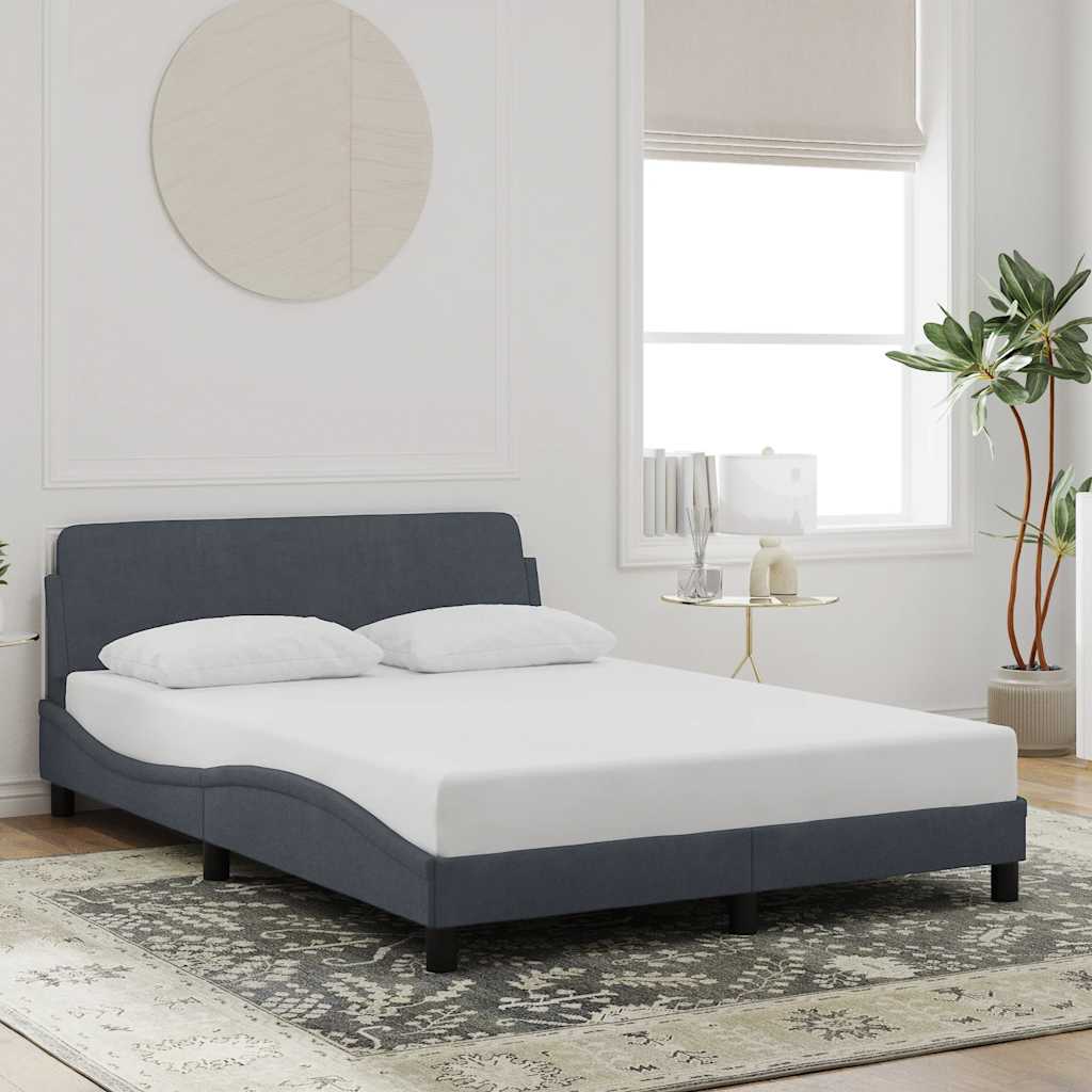 vidaXL Rama łóżka Dover Ciemnoszara 135x190 cm Aksamit