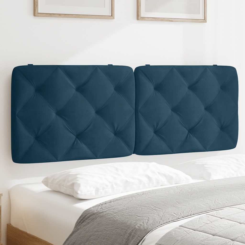 vidaXL Poduszka na wezgłowie, niebieska, 120 cm, aksamitna