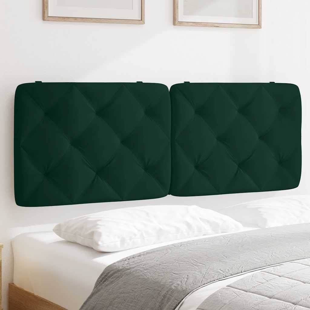 vidaXL Poduszka na wezgłowie, ciemnozielona, 140 cm, aksamitna