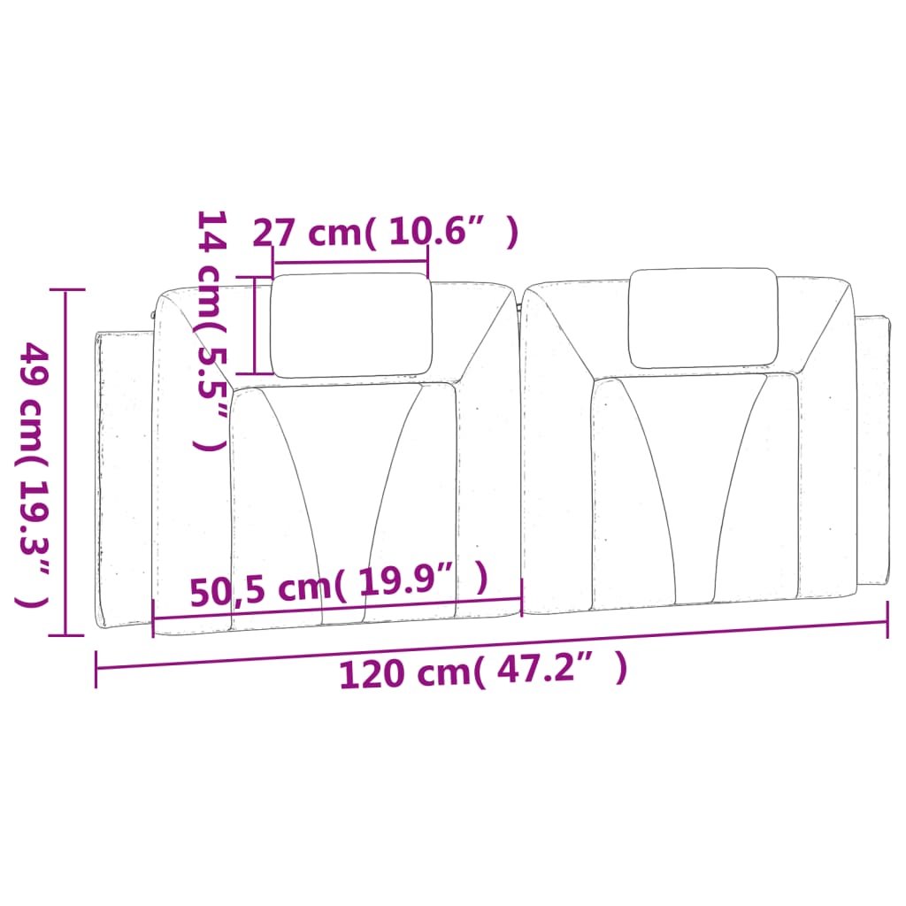 vidaXL Poduszka na wezgłowie, Viana, szara, 120 cm, sztuczna skóra