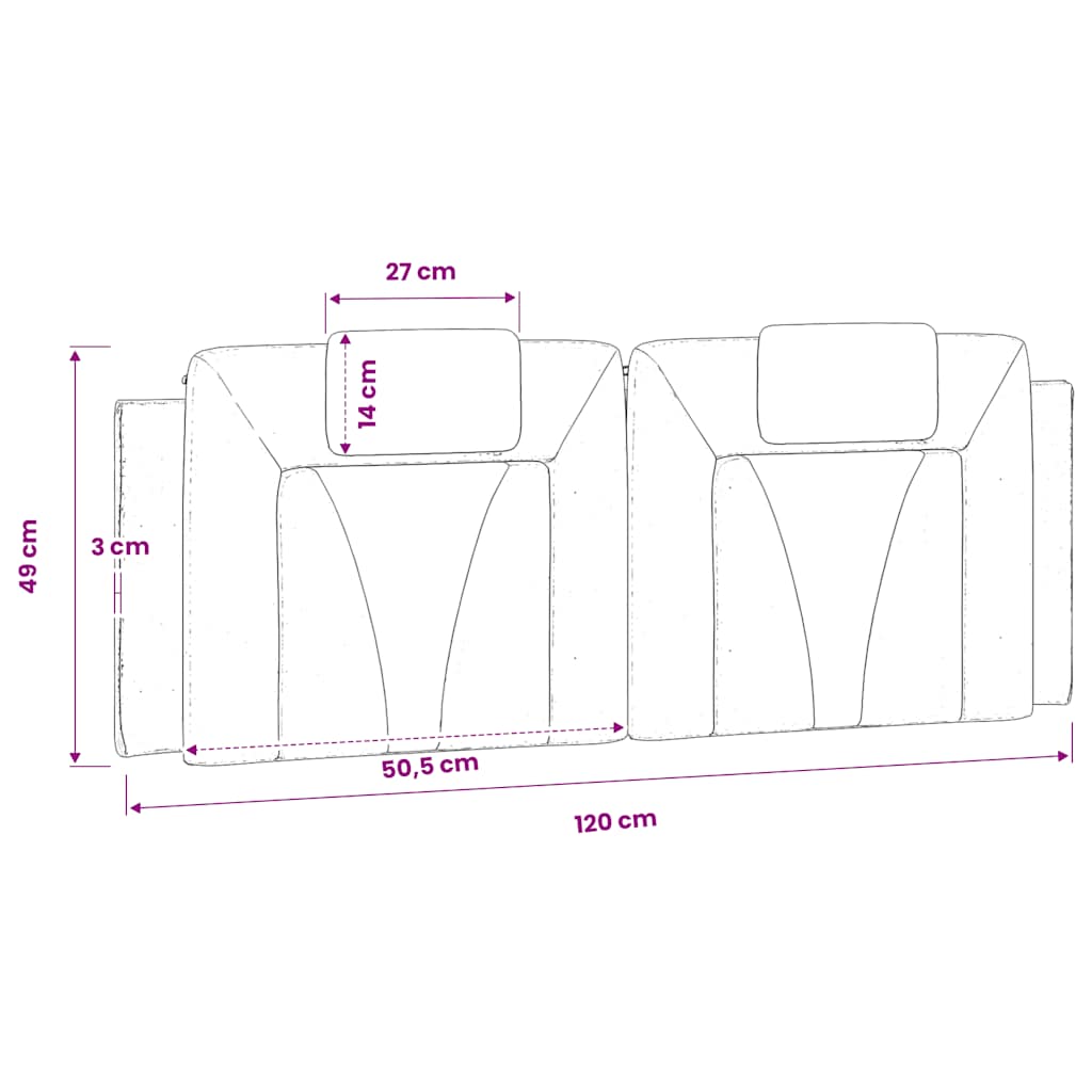 vidaXL Poduszka na wezgłowie, Viana, cappuccino, 120 cm, sztuczna skóra