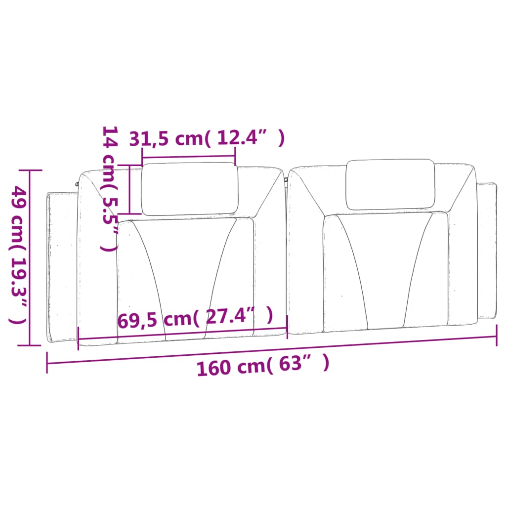 vidaXL Poduszka na wezgłowie, Viana, biała, 160 cm, sztuczna skóra